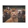 A cheeky red cat takes a selfie with bulldogs-puzzle
