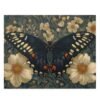 Puzzle - Alpine Black Swallowtail Butterfly Painting by William Morris Style